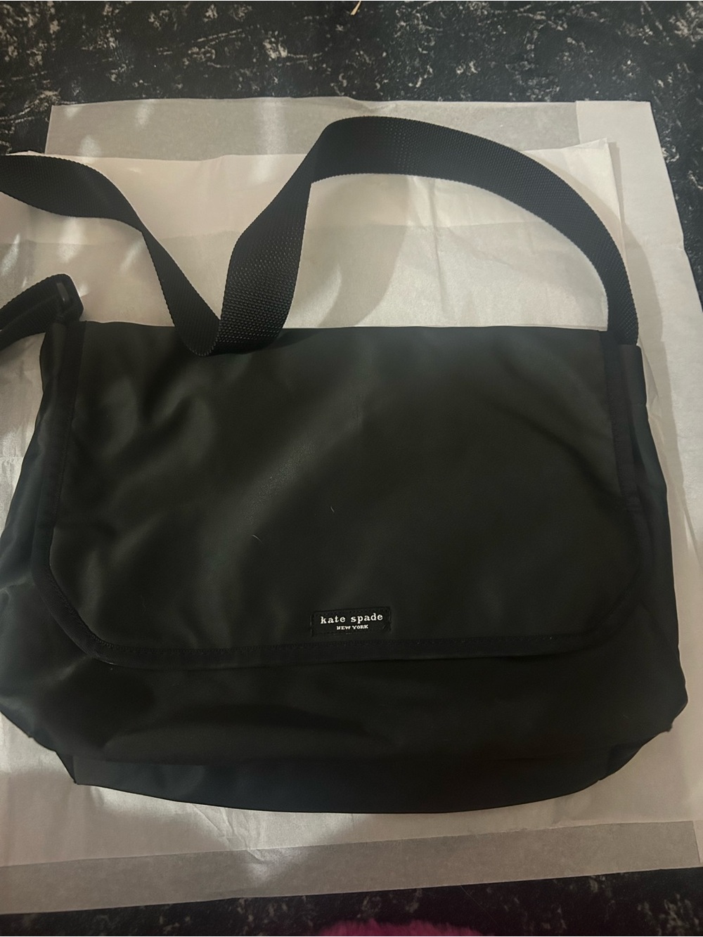 kate spade Black Nylon Messenger Bag with Adjustable Strap